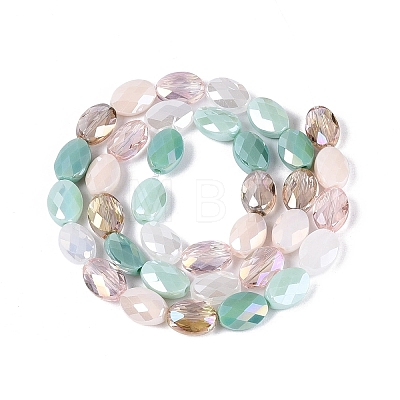 Electroplate Imitation Jade & Opaque & Transparent Glass Beads Strands EGLA-Q135-8x11MM-01C-1