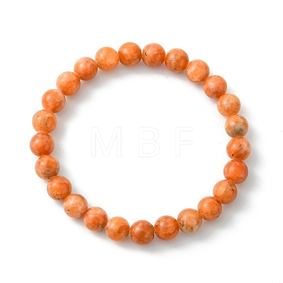 Natural Orange Calcite Beads   Stretch Bracelets for Women Men BJEW-JB13732-1