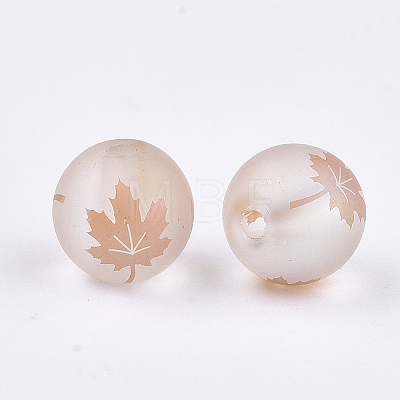 Autumn Theme Electroplate Transparent Glass Beads LS-EGLA-S178-01H-1