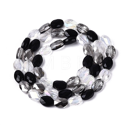 Electroplate Imitation Jade & Opaque & Transparent Glass Beads Strands EGLA-Q135-6x8MM-01H-1