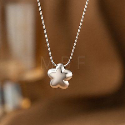 304 Stainless Steel Star Pendant Round Snake Chain Necklaces for Women WG91E03-02-1