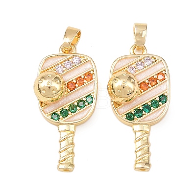 Brass Micro Pave Cubic Zirconia Pendants KK-C248-04G-02-1