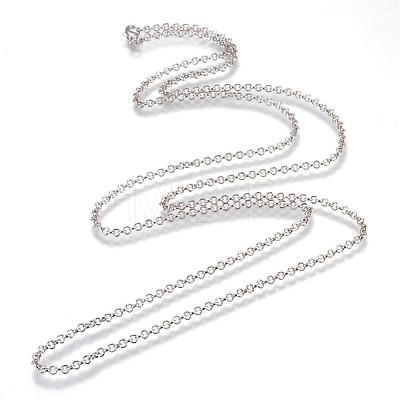 Iron Rolo Chains Necklace Making MAK-R015-45cm-P-1