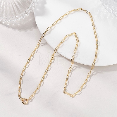 3MM Brass Paperclip Chain Necklaces with Spring Ring Clasps NJEW-JN05949-1