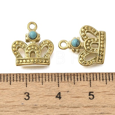 304 Stainless Steel Pave Synthetic Turquoise Charms STAS-U027-09G-02-1