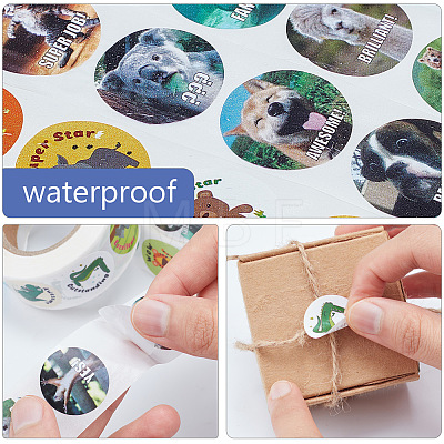 CRASPIRE Animal Self-Adhesive Paper Gift Tag Stickers DIY-CP0001-73B-1