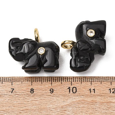 Natural Obsidian Carved Pendants G-H357-01G-12-1
