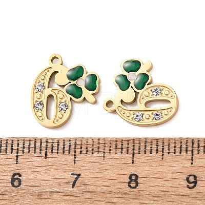 304 Stainless Steel Enamel & Rhinestone Pendants STAS-B130-01G-6-1