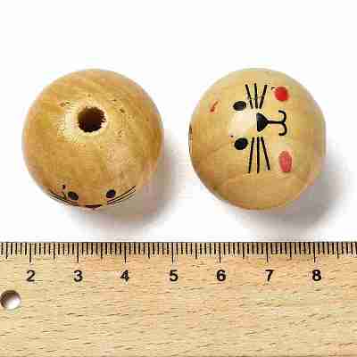 Printed Natural Wood European Beads WOOD-XCP0001-96-1