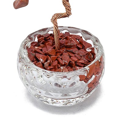 Natural Red Jasper Chip Pachira Glabra Display Decorations DJEW-K025-04D-1