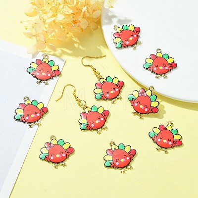 10Pcs 5 Style Cute Printed Alloy Pendants ENAM-YW0003-46B-1