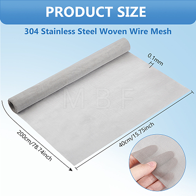 304 Stainless Steel Woven Wire Mesh AJEW-WH0472-79B-1