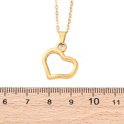 Hollow Heart 304 Stainless Steel Pendant Necklaces NJEW-H059-16G-1