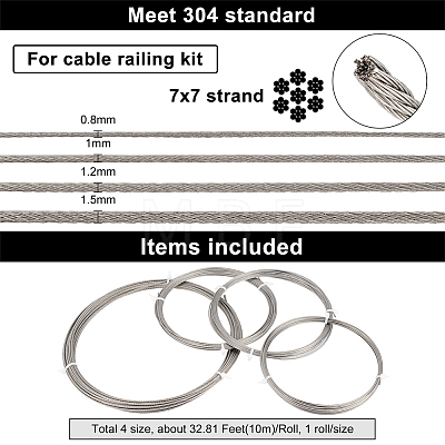 BENECREAT 4Roll 304 Stainless Steel Wire TWIR-BC0001-38-1