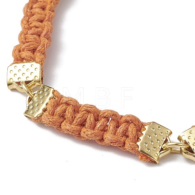 Braided Waxed Polyester Rectangle Link Chain Bracelets BJEW-JB10000-05-1