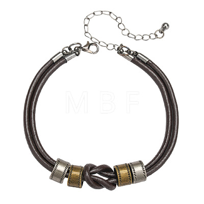 Leather Cord & Alloy Double Layers Bracelets WG349E3-02-1