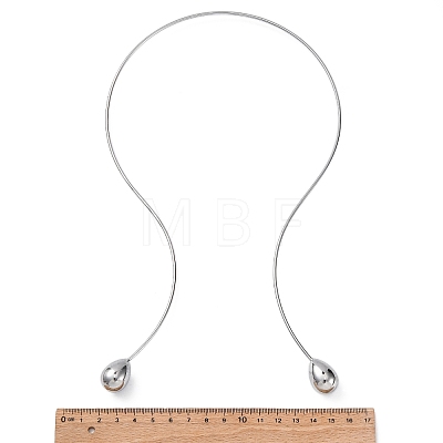 304 Stainless Steel Open Teardrop Choker Necklaces for Women NJEW-C068-01P-1
