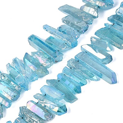 Spray Painted Electroplate Natural Quartz Crystal Points Beads Strands G-Q610-02D-1