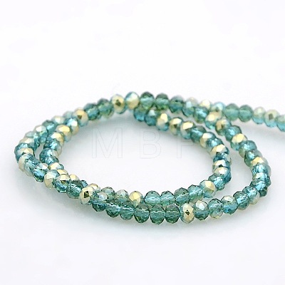 Half Rainbow Plated Faceted Rondelle Glass Beads Strands GLAA-A024B-HR13-1