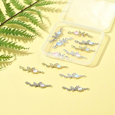 12Pcs 6 Colors Alloy & Glass Butterfly Connector Charms FIND-FS0004-08-1
