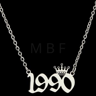 Crown Birth Year 201 Stainless Steel Pendant Necklaces for Women FS-WG4E8F2-51-1