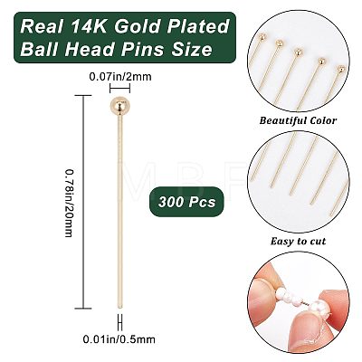 300Pcs Brass Ball Head Pins KK-CN0001-95-1