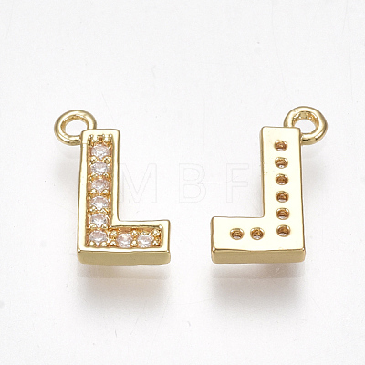 Brass Cubic Zirconia Charms X-KK-S348-330L-1