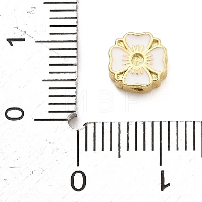 Flower Brass Enamel Bead Rhinestone Settings KK-H527-01G-02-1