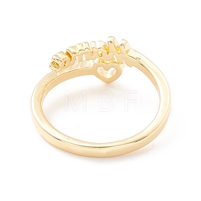 Word Mom Heart Cuff Ring KK-K262-04G-1