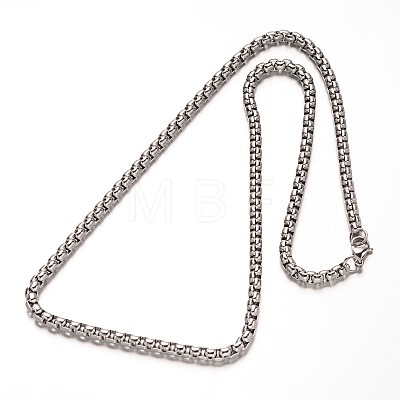 304 Stainless Steel Box Chains Necklaces NJEW-O066-23-1