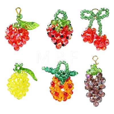 6Pcs Glass Pendants PALLOY-CJ00139-1