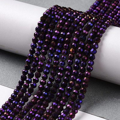 Electroplate Glass Beads Strands GLAA-H021-01B-FP09-1