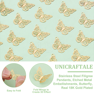 80Pcs Rack Plating 304 Stainless Steel Filigree Connerctor Charms STAS-UN0058-83-1