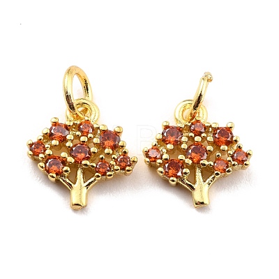 Brass Micro Pave Cubic Zirconia Charms KK-A156-11G-RS-1