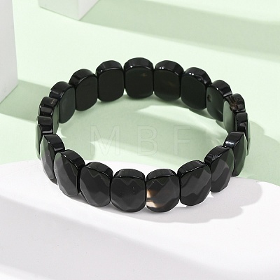 Dyed & Heated Natural Black Agate Beaded Stretch Bracelets for Unisex G-K303-01A-1