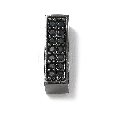Brass Micro Pave Black Cubic Zirconia Slide Charms KK-A300-12B-1