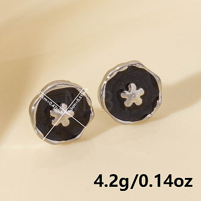 304 Stainless Steel Flower Stud Earrings IK8478-1-1