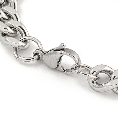 Non-Tarnish 201 Stainless Steel Cuban Link Chain Bracelets for Women and Men BJEW-F473-04P-01-1