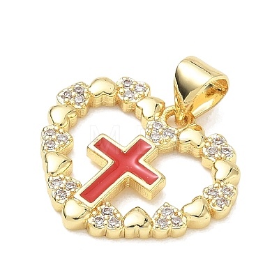Religion Cross Brass Micro Pave Clear Cubic Zirconia Pendants CU-CBA83A6-03F-G03-1