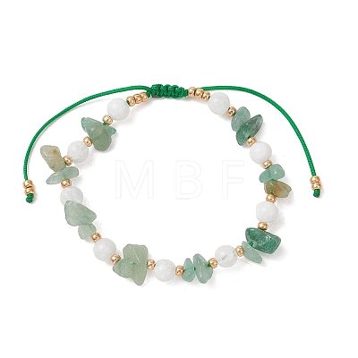 Natural & Synthetic Gemstone & Natural Malaysia Jade Chips Beads Braided Bead Bracelets BJEW-MZ00330-1