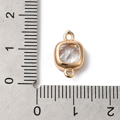 Brass Pave Clear Glass Connector Charms KK-C062-102G-1