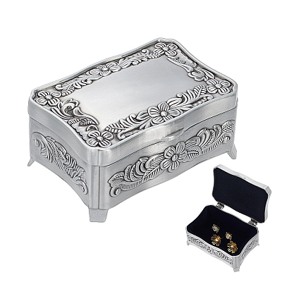 European Retro Floral Engraved Alloy Jewelry Boxes CON-WH0089-281-1