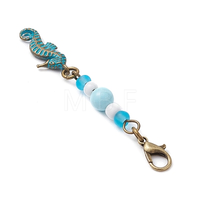Ocean Theme Alloy Charm & Glass Beads Pendant Decorations HJEW-JM03158-04-1