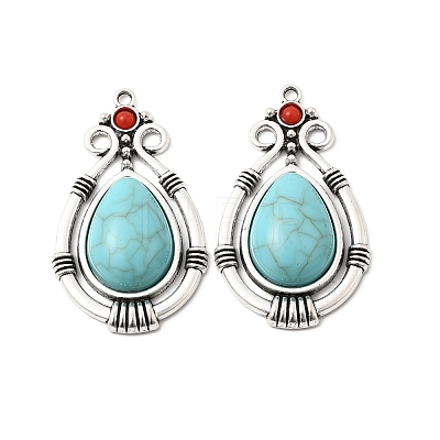 Tibetan Style Alloy & Acrylic Pendants FIND-B058-04AS-02-1