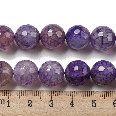 Faceted Natural Dragon Veins Agate Beads Strands G-F447-12mm-L04-1