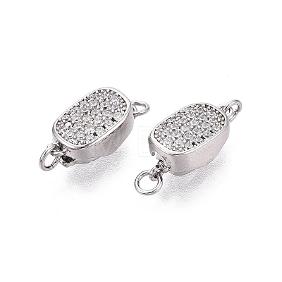 Brass Micro Pave Clear Cubic Zirconia Box Clasps KK-Q074-04P-1