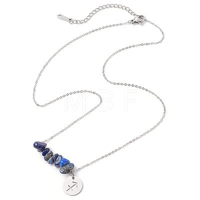 Natural Lapis Lazuli Chip & Constellation Pendant Necklaces NJEW-JN05084-09-1