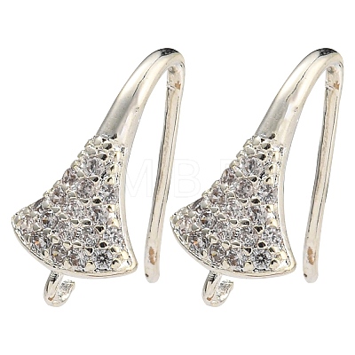 Brass Micro Pave Clear Cubic Zirconia Earring Hooks KK-R149-22S-1