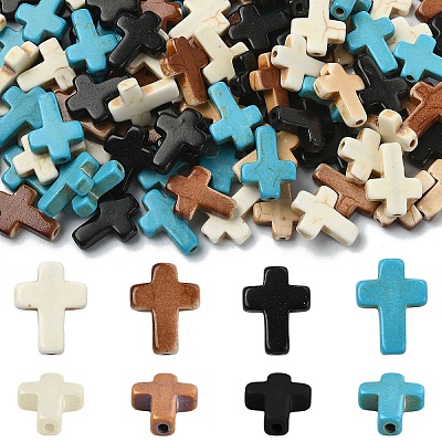 120Pcs 4 Colors Synthetic Turquoise Beads TURQ-YW0001-09-1