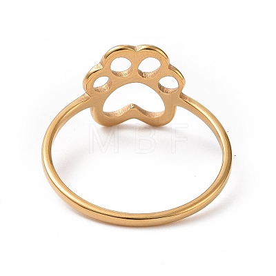 Ion Plating(IP) 201 Stainless Steel Paw Print Finger Ring RJEW-J051-25G-1